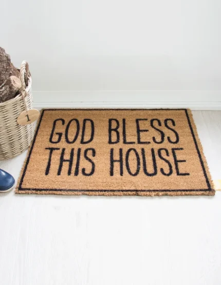Christian doormat with the phrase “God bless this house” – Have a God Time