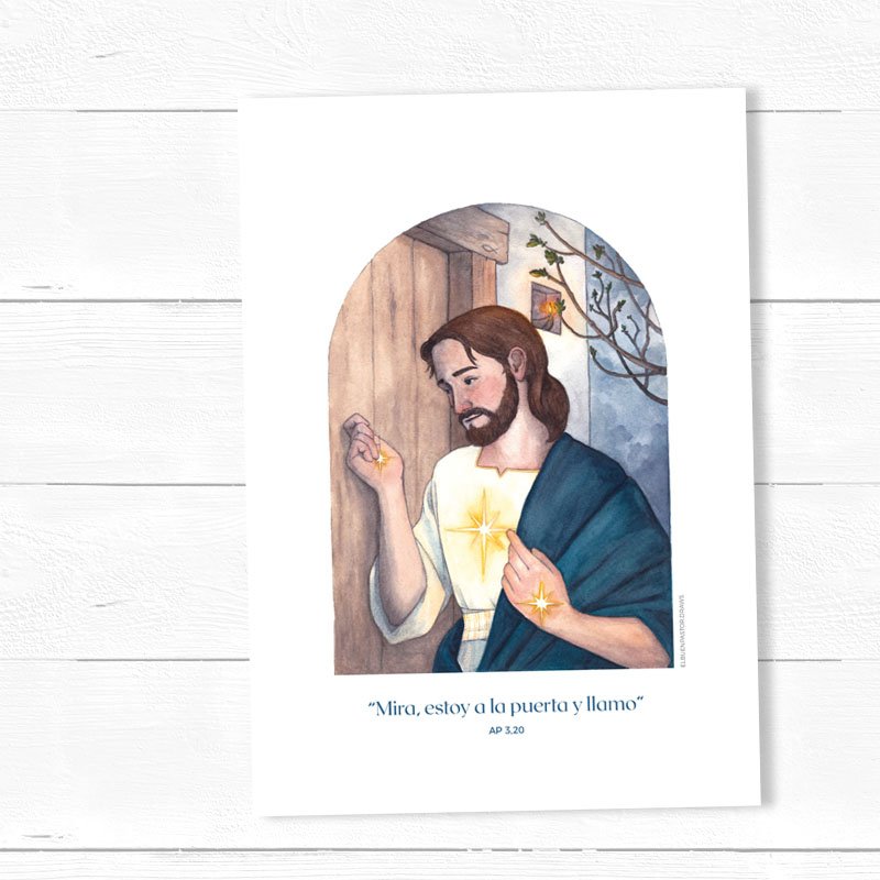 Lámina cristiana Estoy a la puerta y llamo – El Buen Pastor Draws