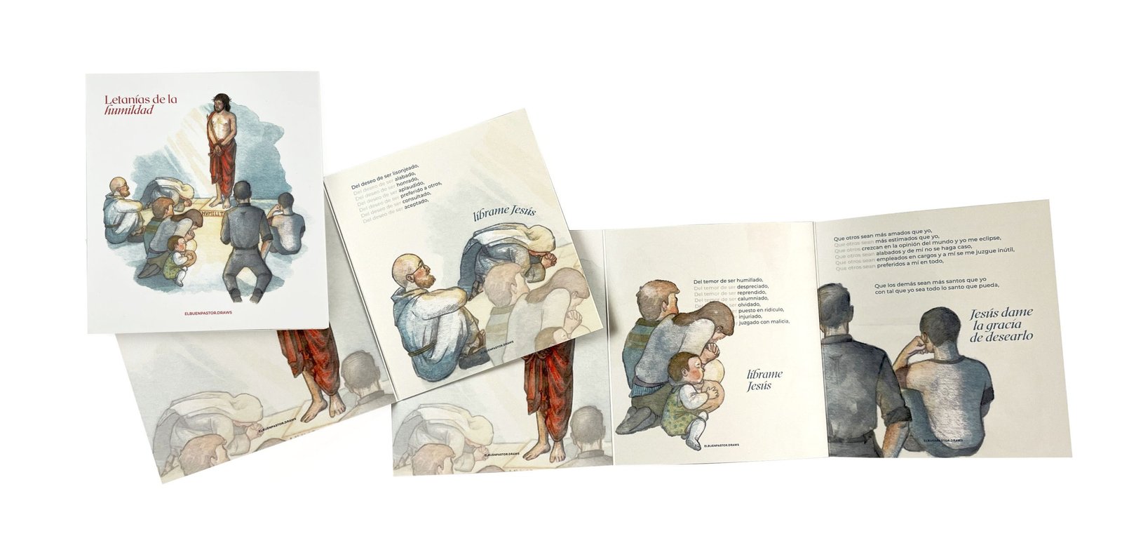 Lámina Letanías de la humildad – oración ilustrada en acuarela